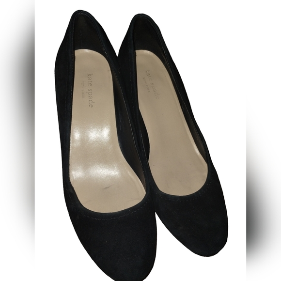 KATE SPADE Allie Sport Black Suede Wedge Heel Slip On Pumps Round Toe Si… - Picture 6 of 10